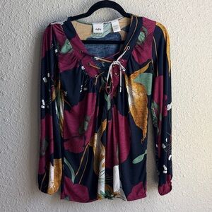 Daytrip Floral Lace-Up Blouse - Multicolor